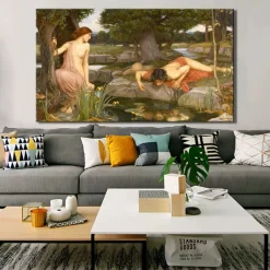 Echo and Narcissus by John William Waterhouse Printed on Canvas
