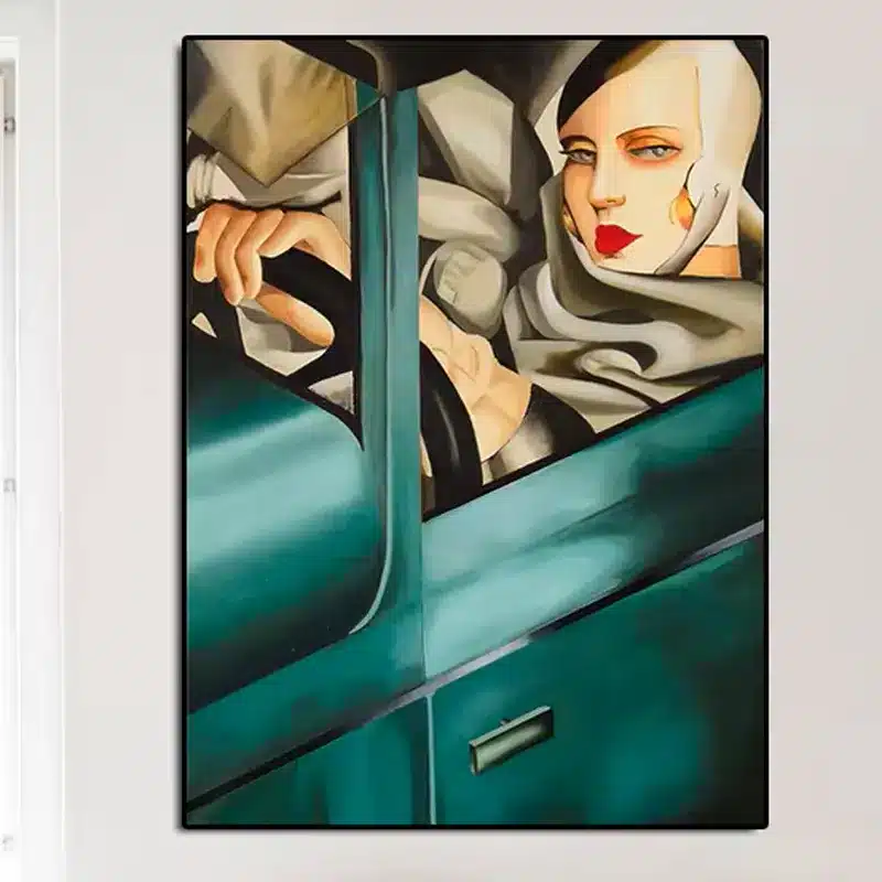 Self-Portrait In The Green Bugatti by Tamara de Lempicka Printed on Canvas