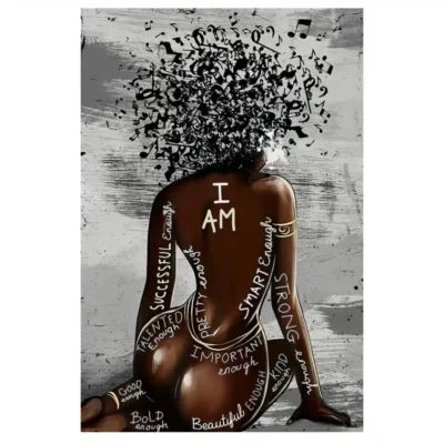 I Am Enough Abstract Good Looking Woman Printed on Canvas - Image 2