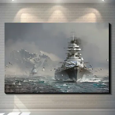 The Bismarck Battleship Artwork Printed on Canvas
