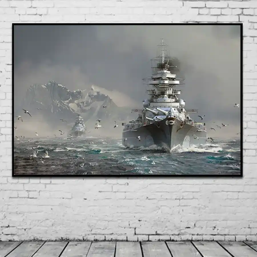 The Bismarck Battleship Artwork Printed on Canvas