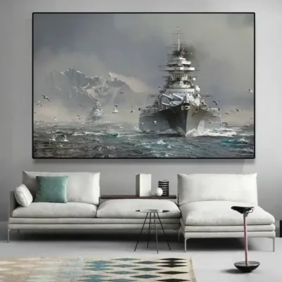The Bismarck Battleship Artwork Printed on Canvas