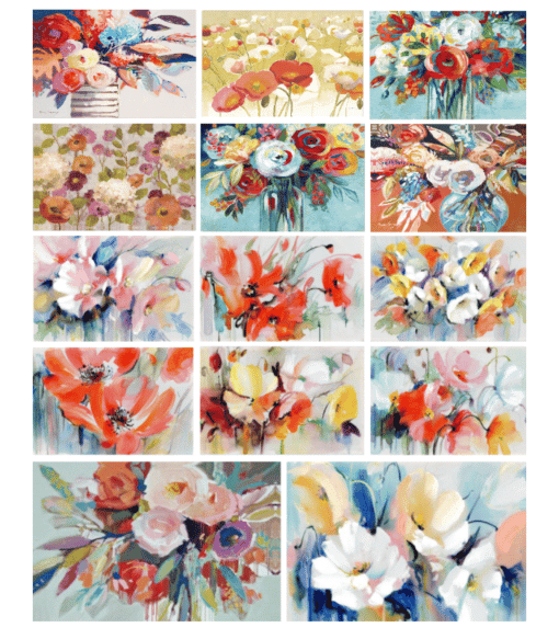 Beautiful Flowers Watercolor Paintings Printed on Canvas