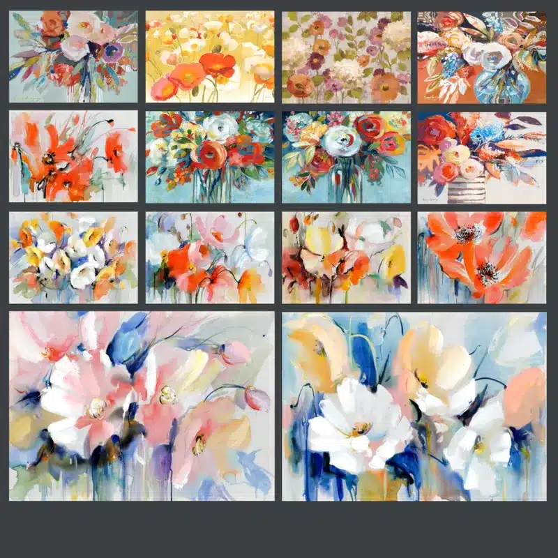 Beautiful Flowers Watercolor Paintings Printed on Canvas