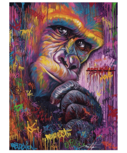 Colorful Gorilla Graffiti Painting Printed on Canvas