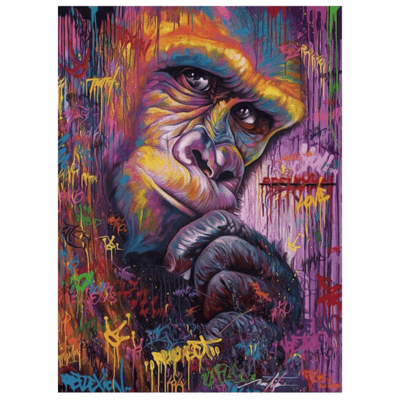 Colorful Gorilla Graffiti Painting Printed on Canvas