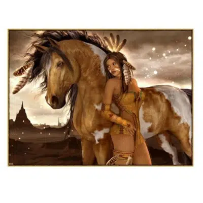 Native Indian Girl with Horse