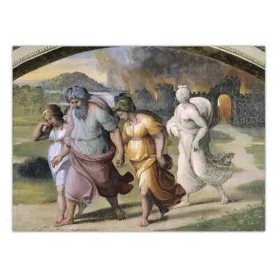 Raphael 1509 Lot and his Family Fleeing Sodom and Gomorrah