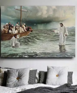 Christ Walking On Water Painting Printed on Canvas