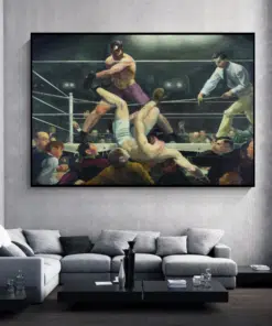 Boxing Match Dempsey and Firpo Painting Printed on Canvas