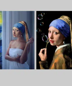 Girl With a Pearl Earring Fun Artwork Printed on Canvas