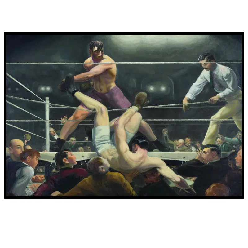 Boxing Match Dempsey and Firpo Painting Printed on Canvas