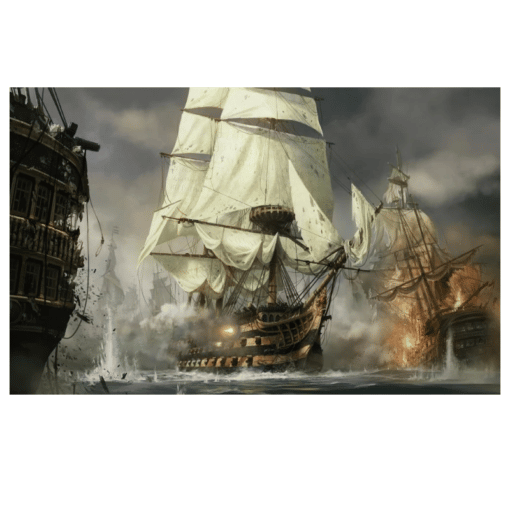 Battleships Painting Printed on Canvas