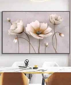 Beautiful White Flowers Painting Printed on Canvas