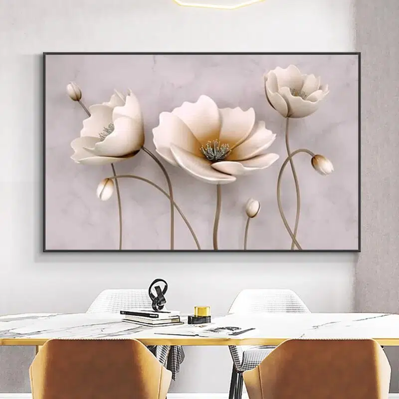 Beautiful White Flower Painting Printed on Canvas