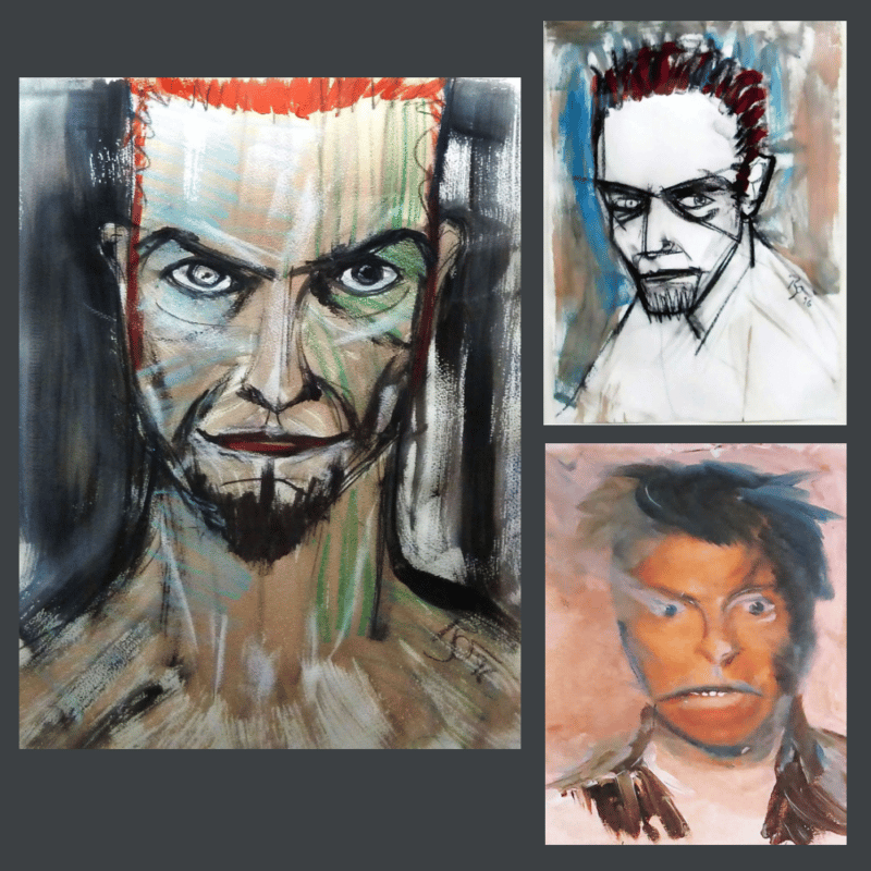 Paintings by David Bowie Self Portrait Printed on Canvas