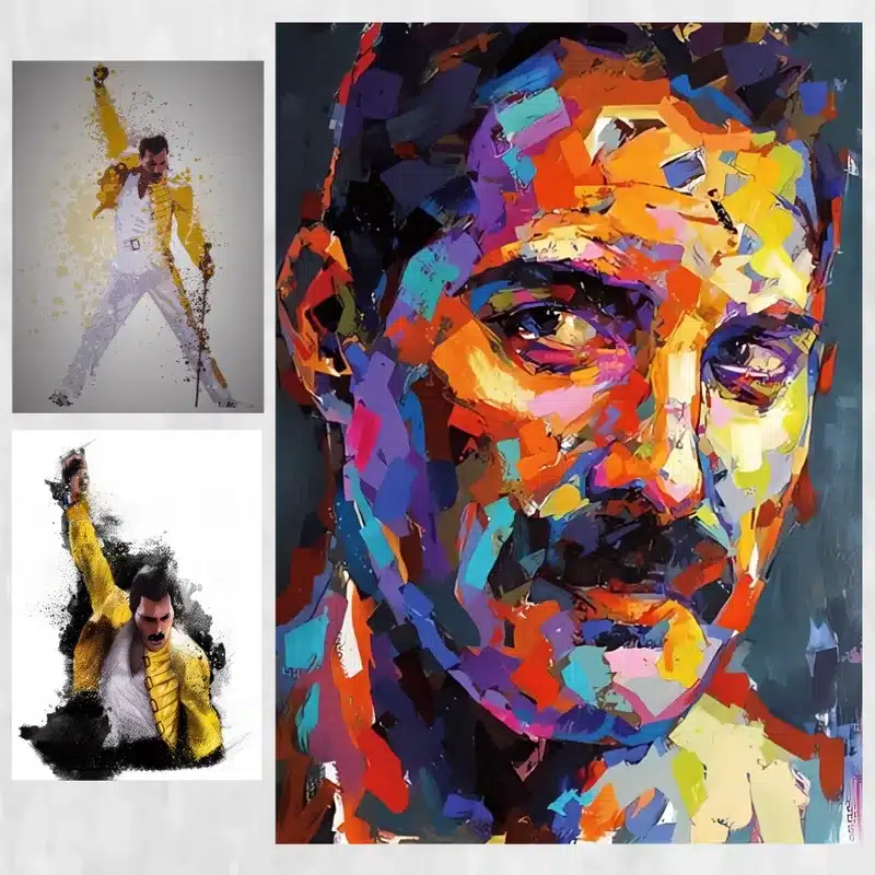 Painting of Legendary Pop Star Freddie Mercury Printed on Canvas