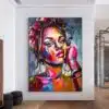Abstract Colorful Portrait of Woman Printed on Canvas