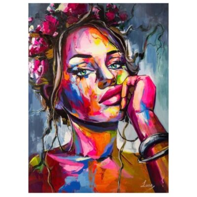 Abstract Colorful Portrait of Woman Printed on Canvas - Image 4