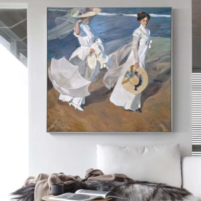 Joaquín Sorolla On the Beach 1909 Printed on Canvas - Image 4
