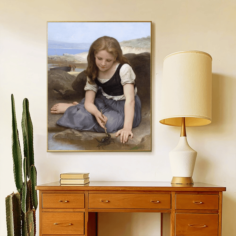 Le Crabe by William Adolphe Bouguereau Printed on Canvas