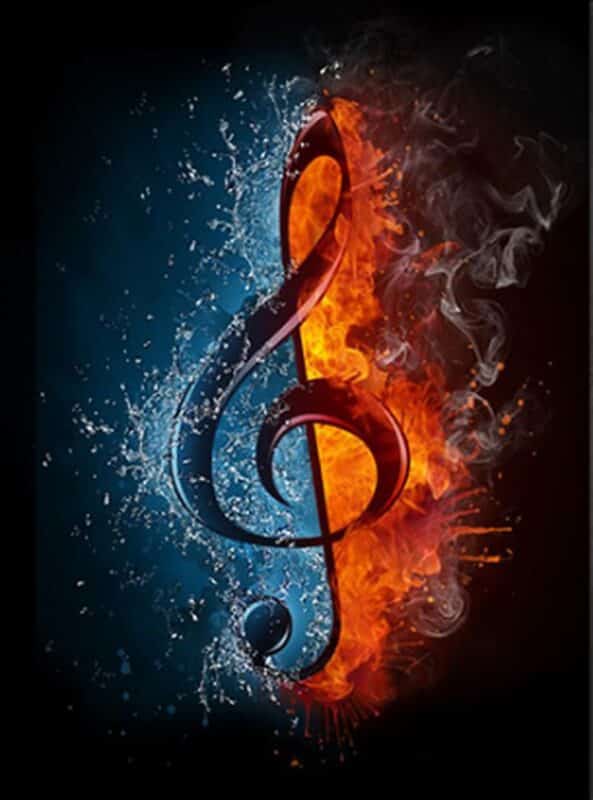 The Music Symbol Treble Clef on Ice & Fire Printed On Canvas