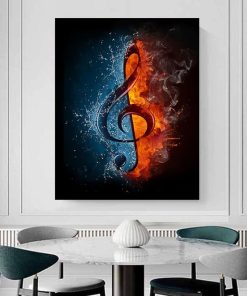 The Music Symbol Treble Clef on Ice & Fire Printed On Canvas