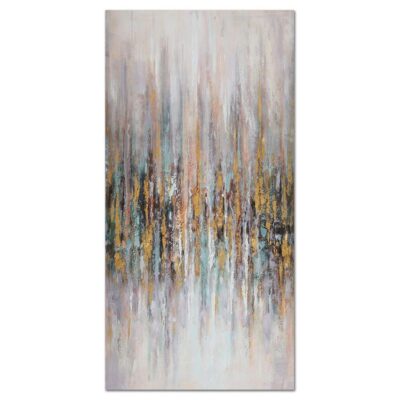 Abstract Painting With Yellow Green Red Pattern Printed on Canvas - Image 2