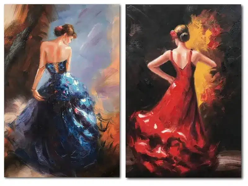 Elegant Painting of Dancing Woman Printed on Canvas