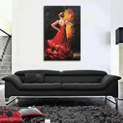 Elegant Painting of Dancing Woman Printed on Canvas - Image 5