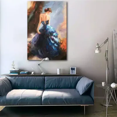 Elegant Painting of Dancing Woman Printed on Canvas - Image 4