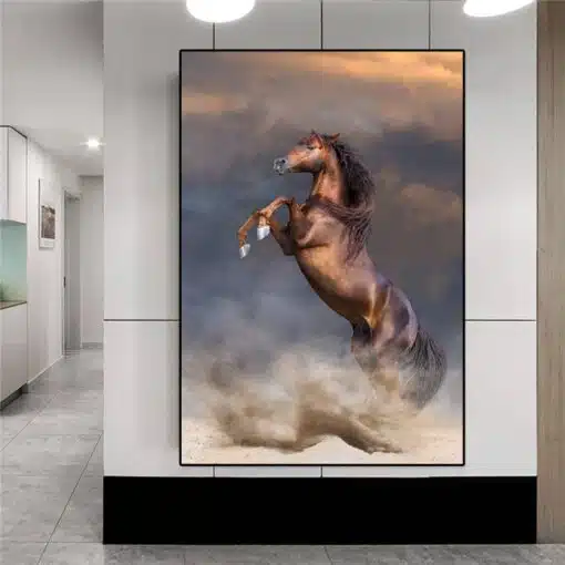A Horse Rears in The Desert Big Size Artwork Printed on Canvas