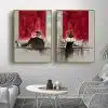 Man and Woman at the Bar Painting Printed on Canvas