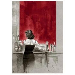 Man and Woman at the Bar Painting Printed on Canvas B