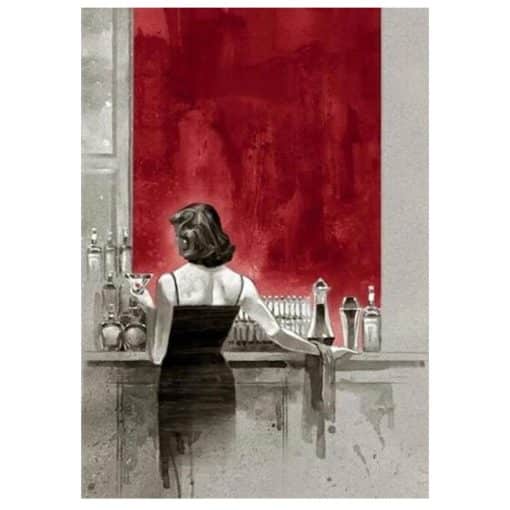 Man and Woman at the Bar Painting Printed on Canvas B