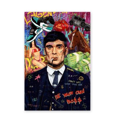 Graffiti Artworks of the Godfather and James Bond Actors Printed on Canvas - Image 2