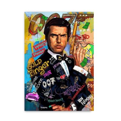Graffiti Artworks of the Godfather and James Bond Actors Printed on Canvas - Image 4