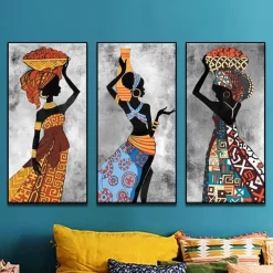 Abstract Wall Art of African Woman Printed on Canvas.