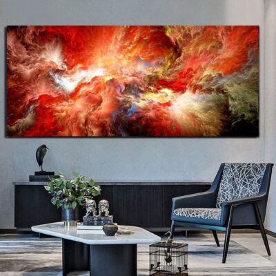 Colorful Abstract Cloud Painting Printed on Canvas - Image 3