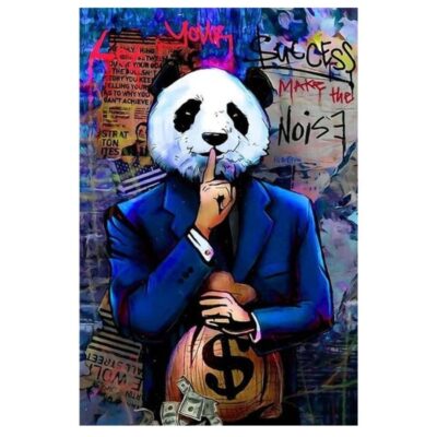 Panda In Suit With Money Graffiti Artwork Printed on Canvas - Image 5