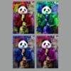 Panda In Suit With Money Graffiti Artwork Printed on Canvas