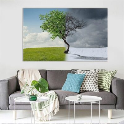 Seasons Artwork Summer and Winter Printed on Canvas - Image 3