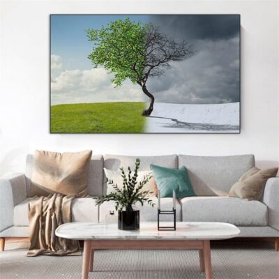 Seasons Artwork Summer and Winter Printed on Canvas - Image 5