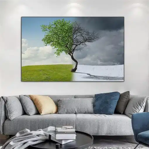 Seasons Artwork Summer and Winter Printed on Canvas