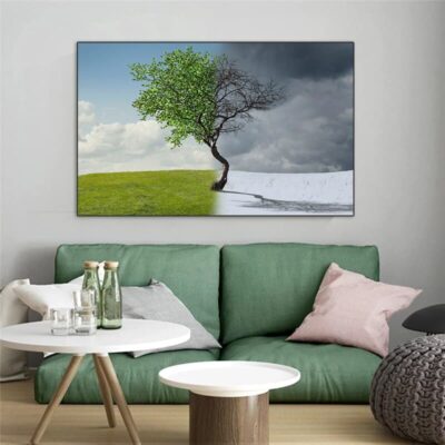 Seasons Artwork Summer and Winter Printed on Canvas - Image 4