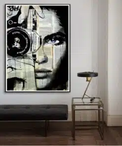 Woman With Camera Artwork Printed on Canvas