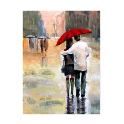 Couple Walking in The Rain with Umbrella Artworks Printed on Canvas - Image 5