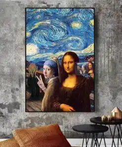 The Scream The Girl with Pearl Earrings and Mona Lisa in Starry Night