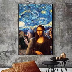 The Scream The Girl with Pearl Earrings and Mona Lisa in Starry Night