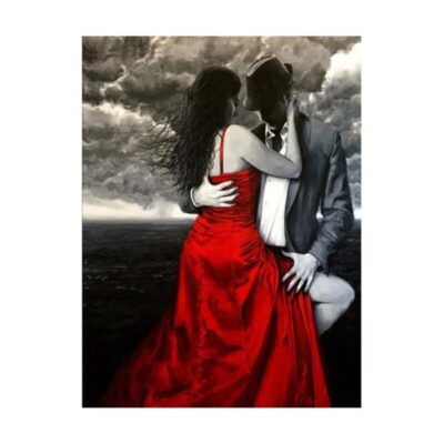Couple Walking in The Rain with Umbrella Artworks Printed on Canvas - Image 3